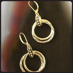 sexy silver drop hoop earrings